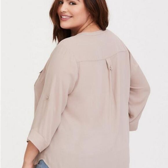 Torrid Harper Georgette Pullover 3/4 Sleeve Blouse Pink Rose Blush Mauve 00 - Picture 2 of 13